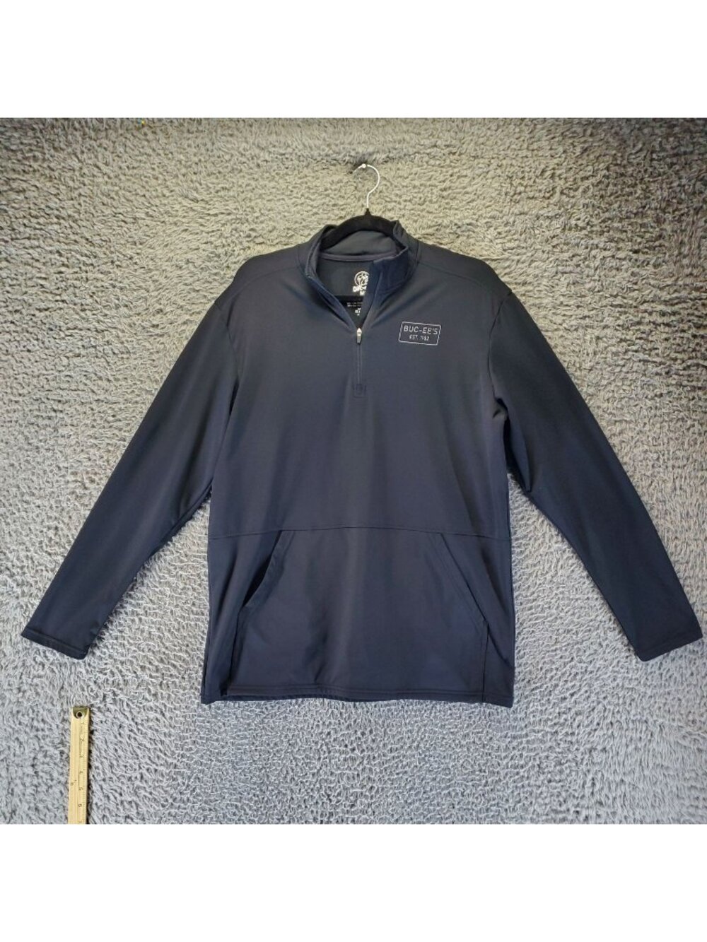 Buc-ees Shirt Mens Medium Black Quarter-Zip Lightweight Long Sleeve